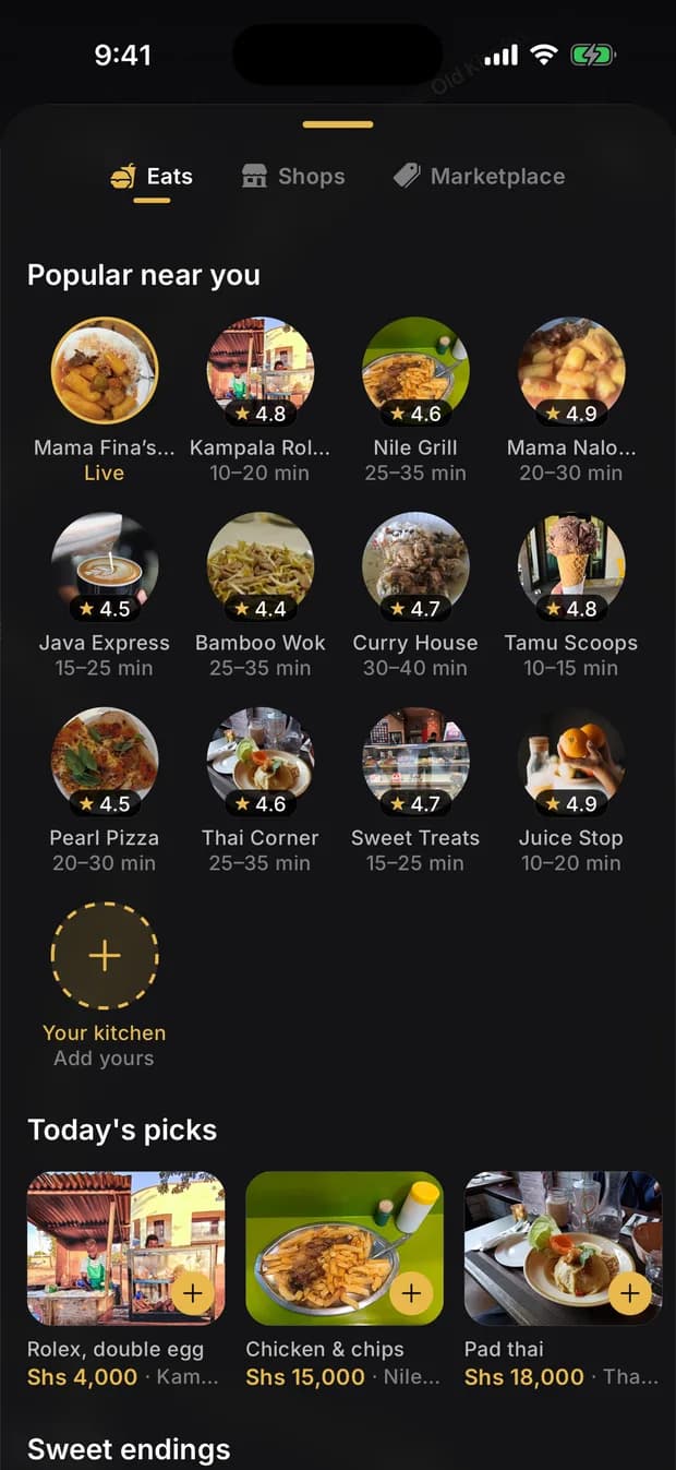 Popular restaurants and today's picks on the Eats page